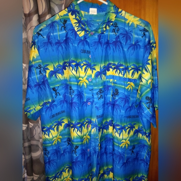 RIMA Silk Designer Silk Caribbean shirt blue tropic graphic - Picture 10 of 12